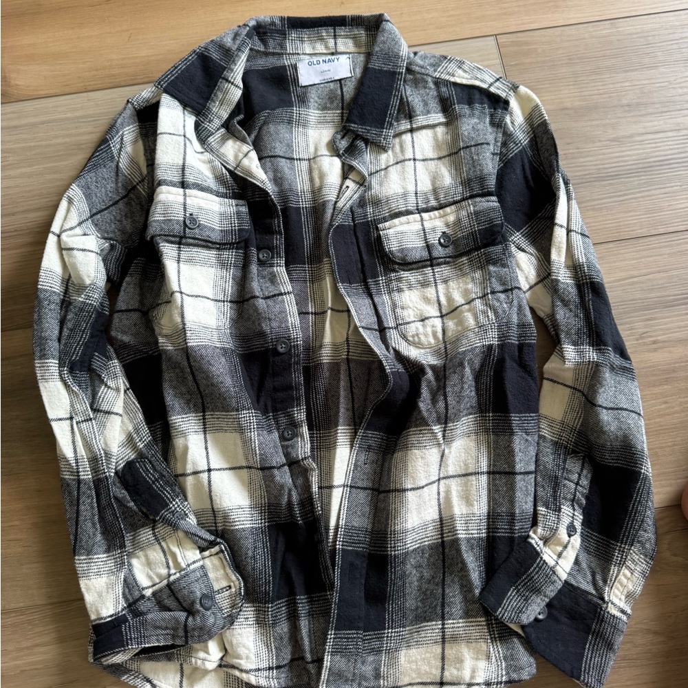 Old Navy Black and White Plaid Shirt